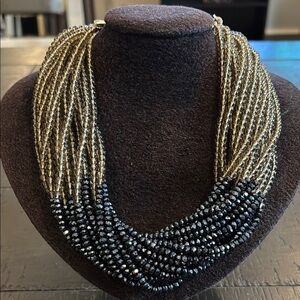 Rush Denis & Charles Statement Elegant Blue Silver Multilayered Beaded Necklace​